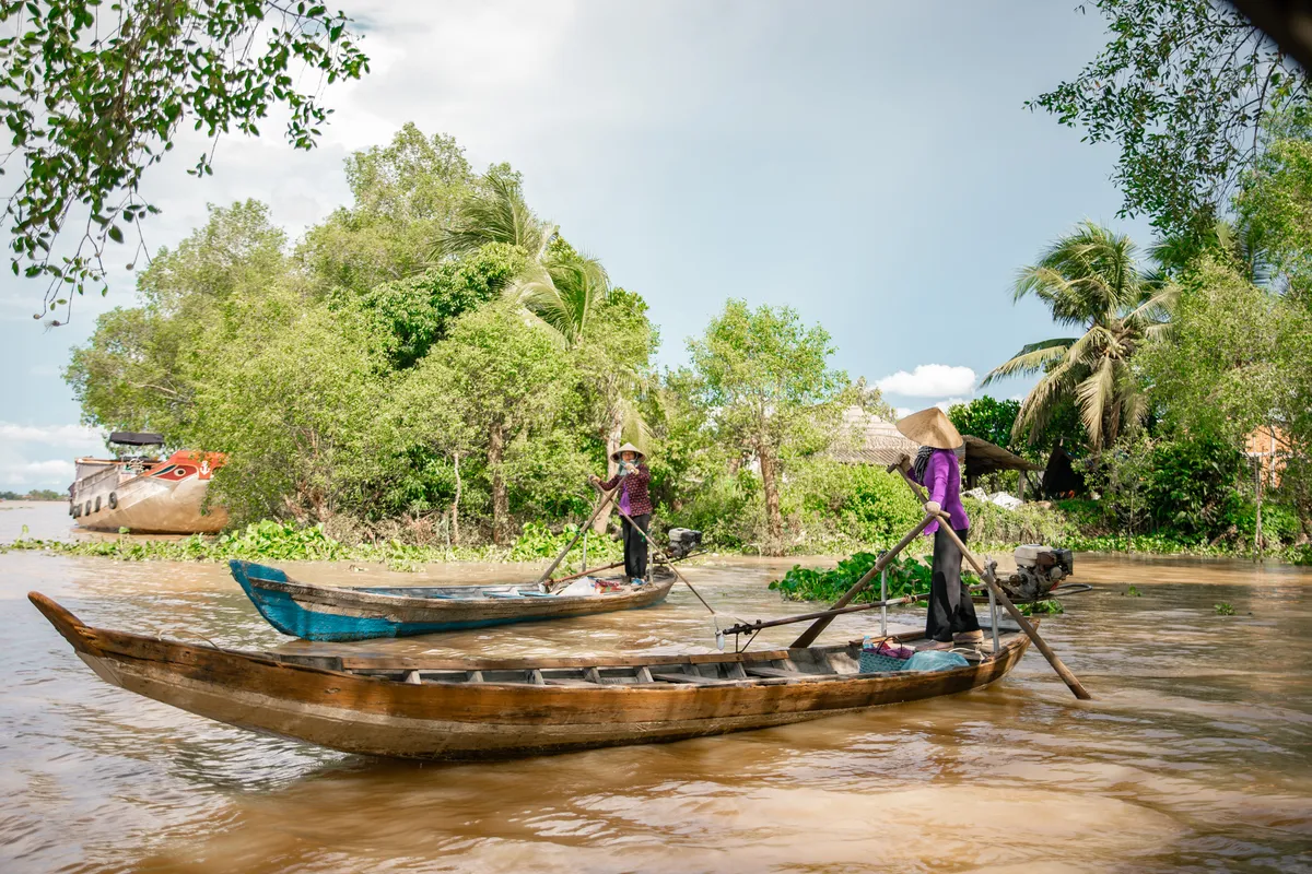 Boten op de Mekong-delta, Vietnam
