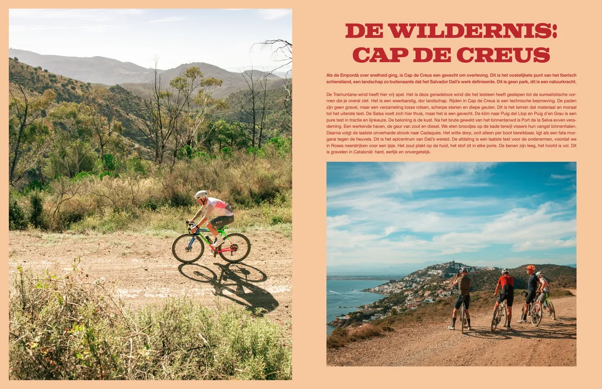 Dubbele pagina uit het magazine Girona 2025, hoofdstuk De wildernis: Cap de Creus
